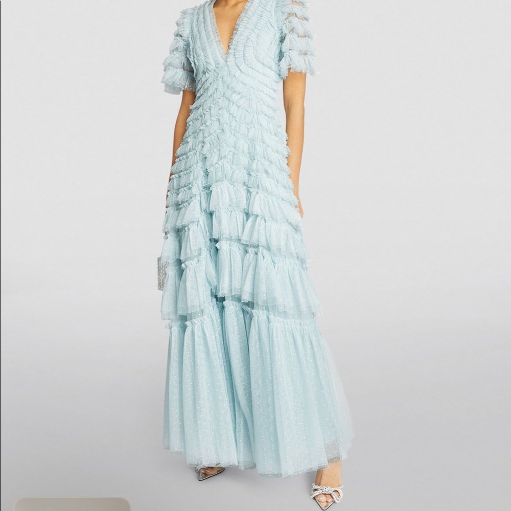 Needle & Thread - willow ruffle v-neck gown